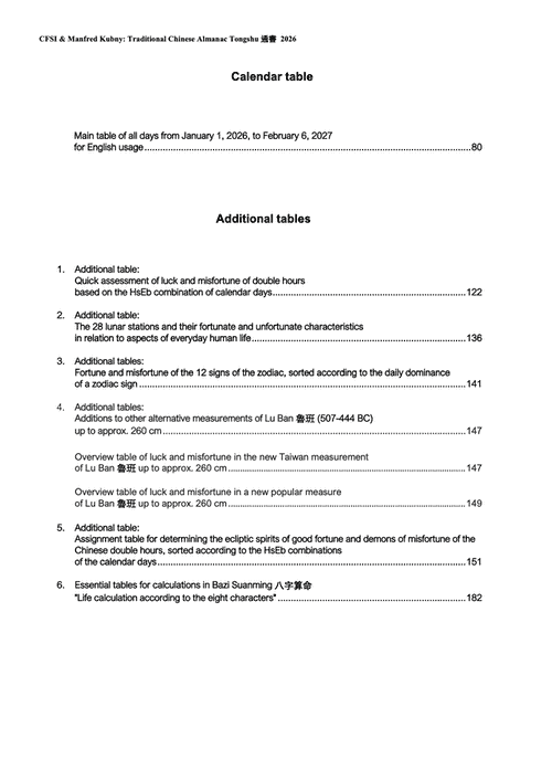 The Year 2026 of the Fire-Horse Calendar - Traditional Chinese Almanach Tongshu 通書 - Manfred Kubny CFSI – Bild 6